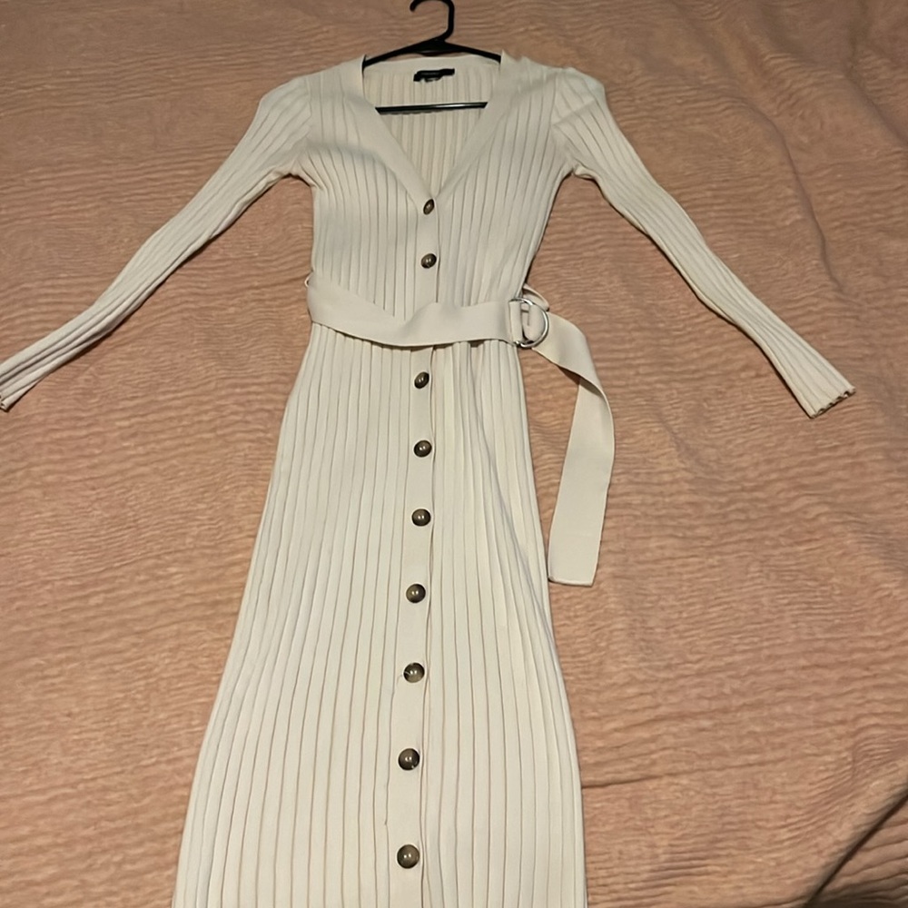 Excellent condition: Cream Belted Sweater Dress